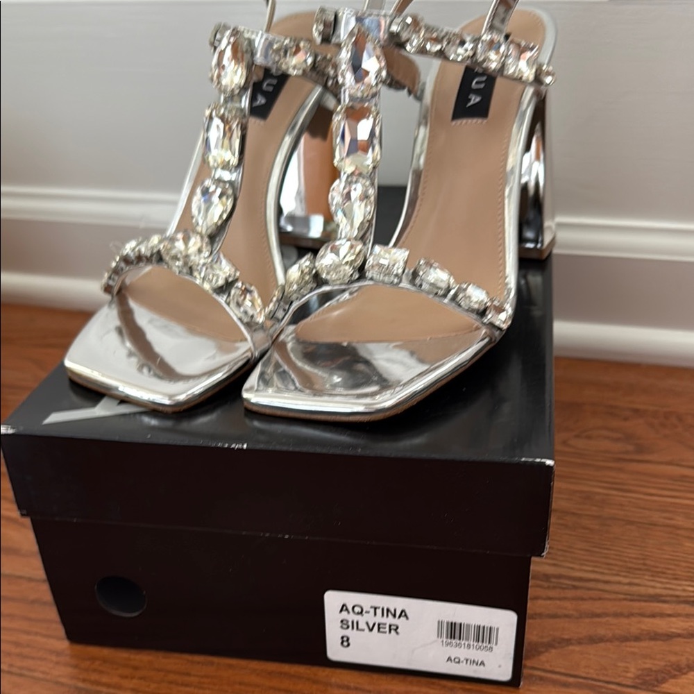 Aqua Silver Heels Shimmering Elegance